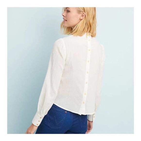 Anthropologie Meadow Rue Daphne 0 XS Embroidered Blouse Ivory Cottage Boho - Picture 4 of 14